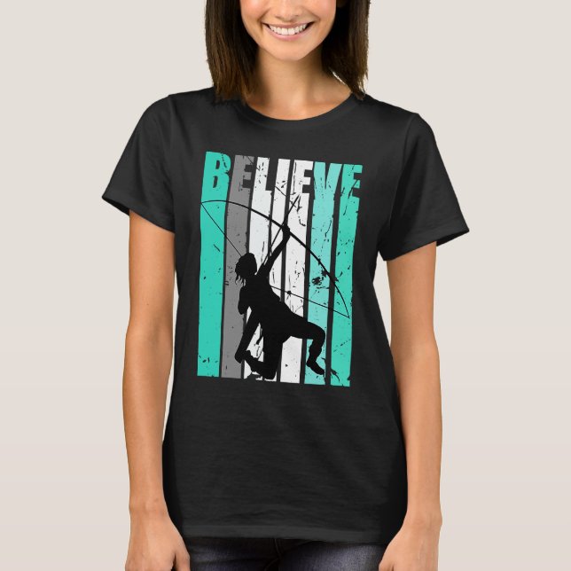 Womens Green Believe Archery Archer Bow Arrow Turq T-Shirt (Vorderseite)