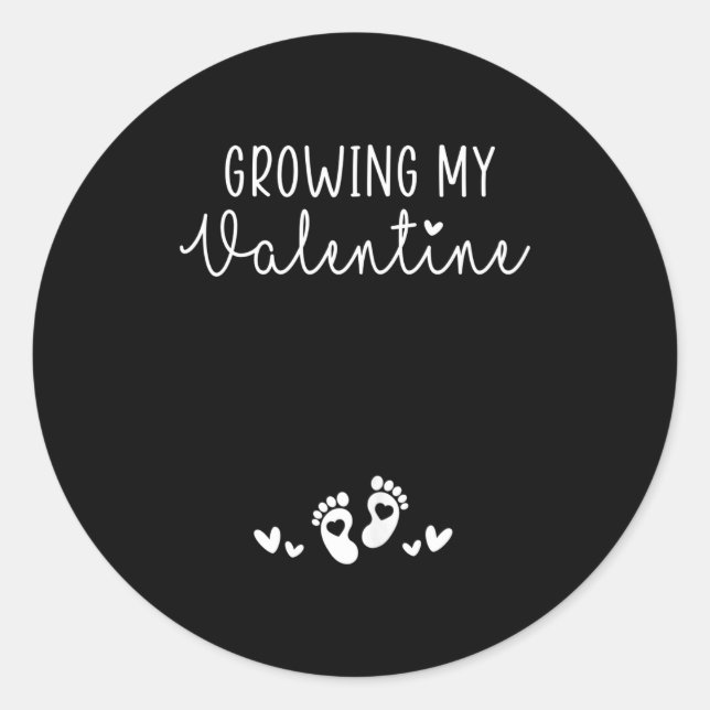Womens Growing My Valentine Pregnancy New Mom Vale Runder Aufkleber (Vorderseite)