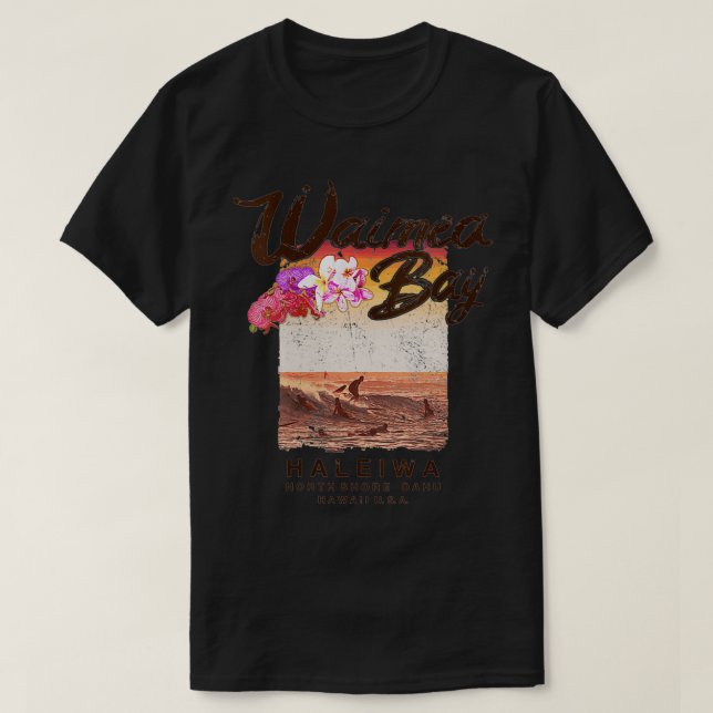Womens Haleiwa Hawaii Waimea Bay North Shore Vinta T-Shirt (Design vorne)