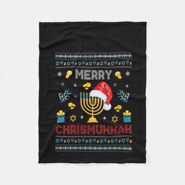 Womens Happy Chrismukkah Funny Hanukkah Weihnachte Fleecedecke (Vorderseite)