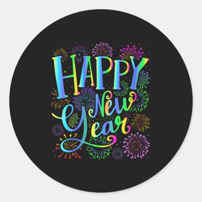 Womens Happy New Year 2026 V-neck  Runder Aufkleber (Vorderseite)