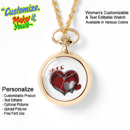 Womens Heart Magic Gold Necklace Watch Armbanduhr