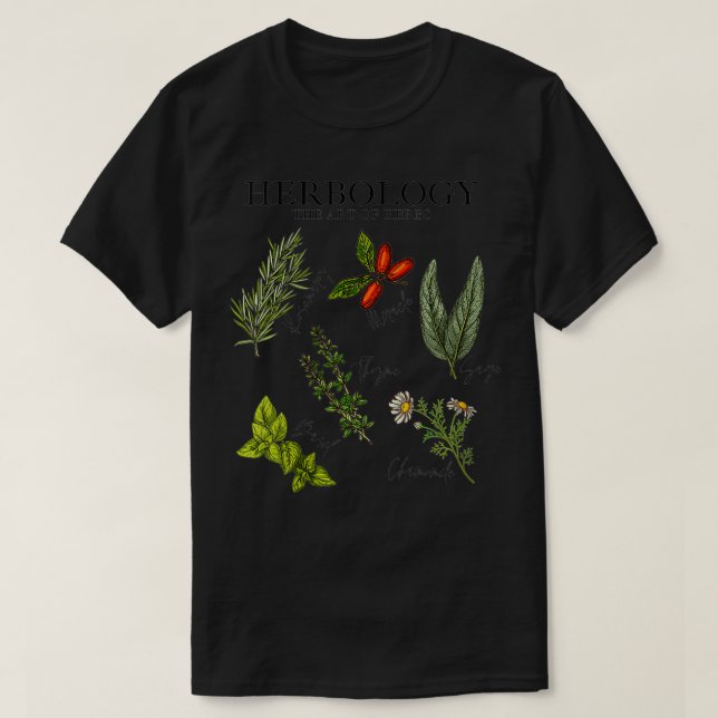 Womens Herbology the art of kräbs, Thyme, Rosemary T-Shirt (Design vorne)