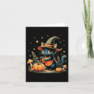 Womens Hexe Kat Pumpkin Patch Herbstgarten Hallo Karte