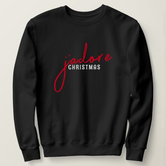 Womens Holiday J'adore Christmas Matching Family Sweatshirt (Design vorne)