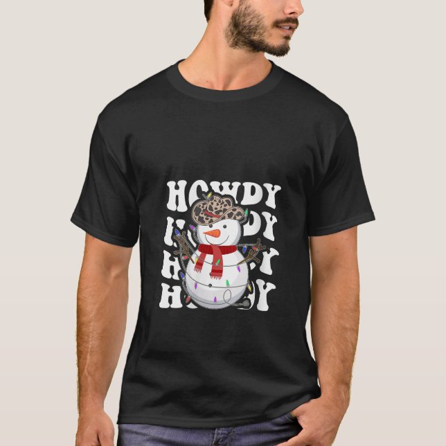 Womens Howdy Santa Claus Retro Groovy Cowboy Weste T-Shirt (Vorderseite)