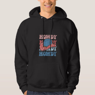 Womens Howdy Western Country USA Flag 4th of July  Hoodie