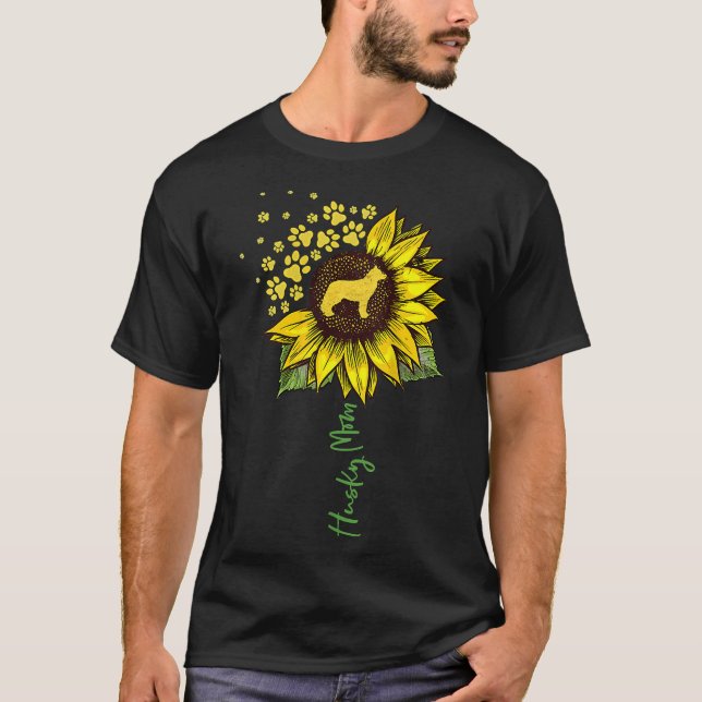 Womens Husky Mama Sonnenblume Sibirischer Husky Do T-Shirt (Vorderseite)
