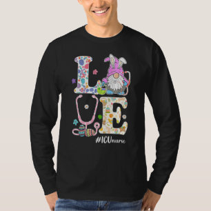 Womens Icu Nurse Niedlich Bunny Gnome Stethoscope  T-Shirt