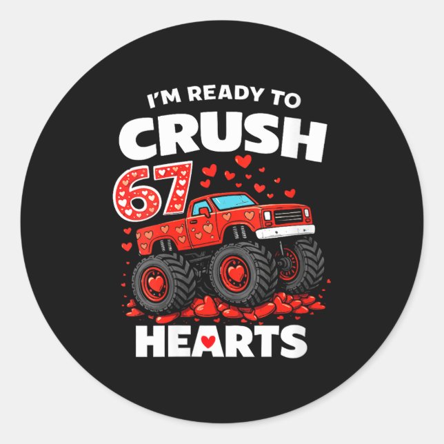 Women's I'm Ready To Crush 67 Hearts Truck Valenti Runder Aufkleber (Vorderseite)