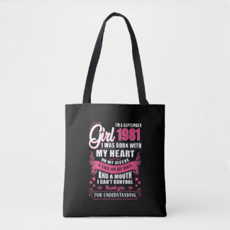 Womens Im September Girls 1981 40th Birthday Gift Tasche