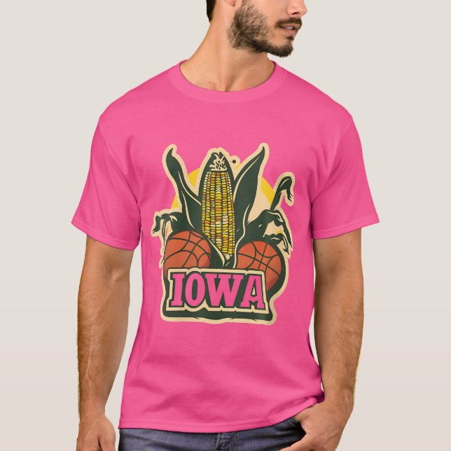 Womens Iowa des Moines Mais auf dem Cob Basketball T-Shirt (Vorderseite)