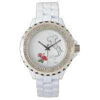 *~* Women's Italia Italien Karte Rose Rhinestones