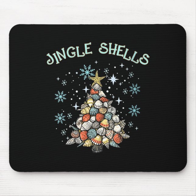 Womens Jingle Shells Christmas Tree Snowflakes Cel Mousepad (Vorne)