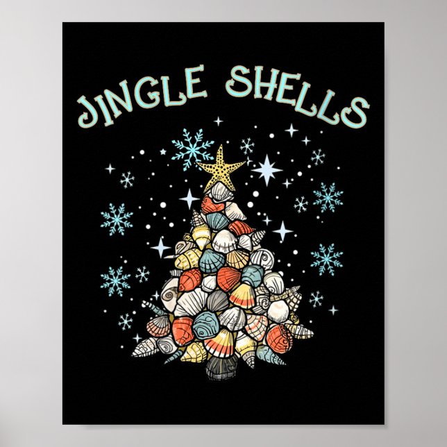 Womens Jingle Shells Christmas Tree Snowflakes Cel Poster (Vorne)