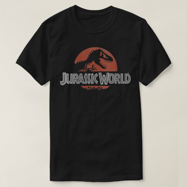 Womens Jurassic World Classic Red Logo VNeck T-Shirt (Design vorne)