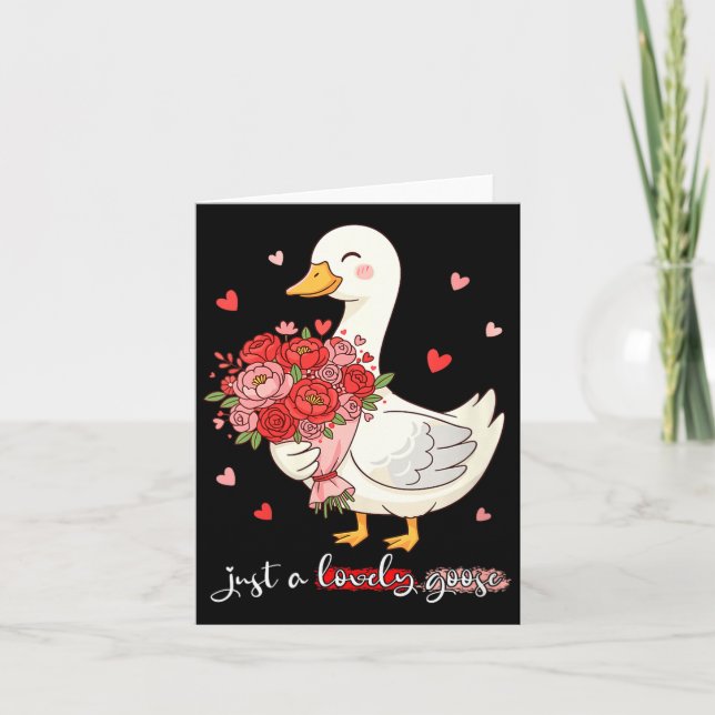 Women's Just A Lovely Goose Bouquet Roses Floral V Karte (Vorderseite)