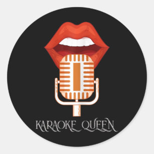 Womens Karaoke Queen Singing Singer Music Micropho Runder Aufkleber