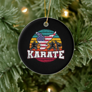 Women's Karate - Girls Martial Arts USA Flag Keramik Ornament