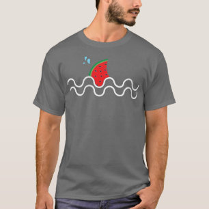 Womens Kawaii Watermelon Shark Fin Tropisches Obst T-Shirt