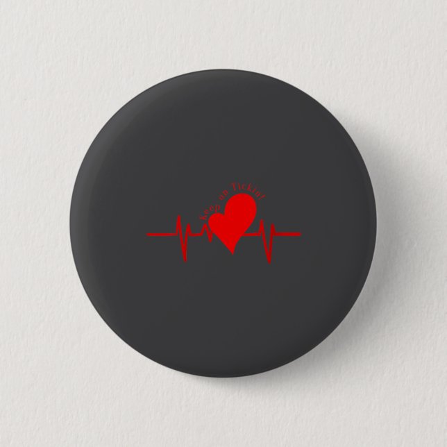 Womens Keep On Tickin! Ekg Heartbeat Cow Valve Hea Button (Vorderseite)