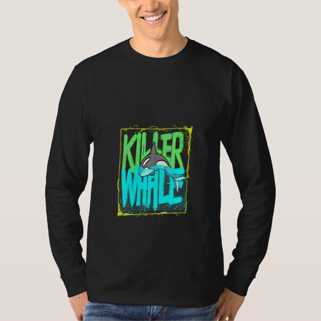 Womens Killer Whale Ocean Orcas V-Neck T-Shirt (Vorderseite)