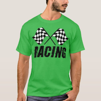 Womens kontrollierte schwarz-weiße Racing-Flaggen T-Shirt