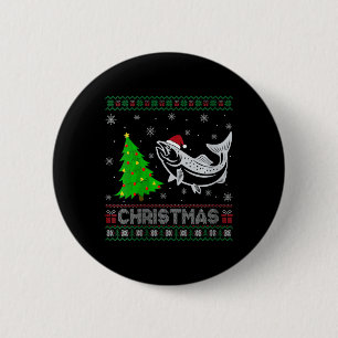 Womens Lachs Xmas Tree Lighting Ugly Weihnachtssch Button