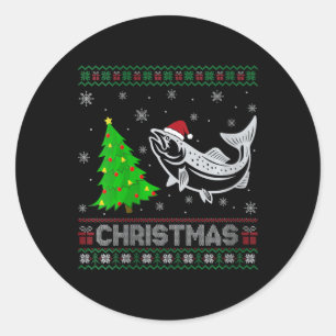 Womens Lachs Xmas Tree Lighting Ugly Weihnachtssch Runder Aufkleber