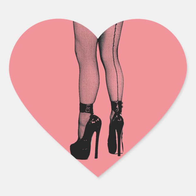 Womens Legs Fishnet Strumpfs Fashion Ink Zeichnend Herz-Aufkleber (Vorderseite)