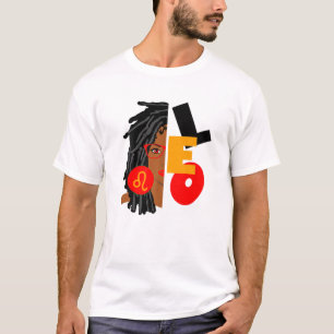 Womens Leo Girl Afro Locs Girl Zodiac Signs Birthd T-Shirt