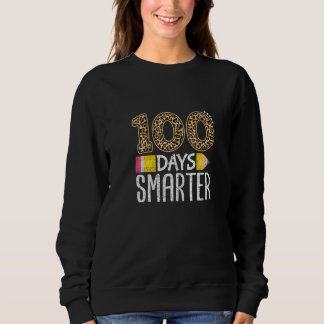 Womens Leopard 100 Days Smarter Prek Kindergarten Sweatshirt