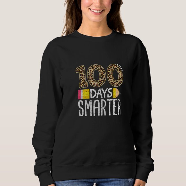 Womens Leopard 100 Days Smarter Prek Kindergarten  Sweatshirt (Vorderseite)
