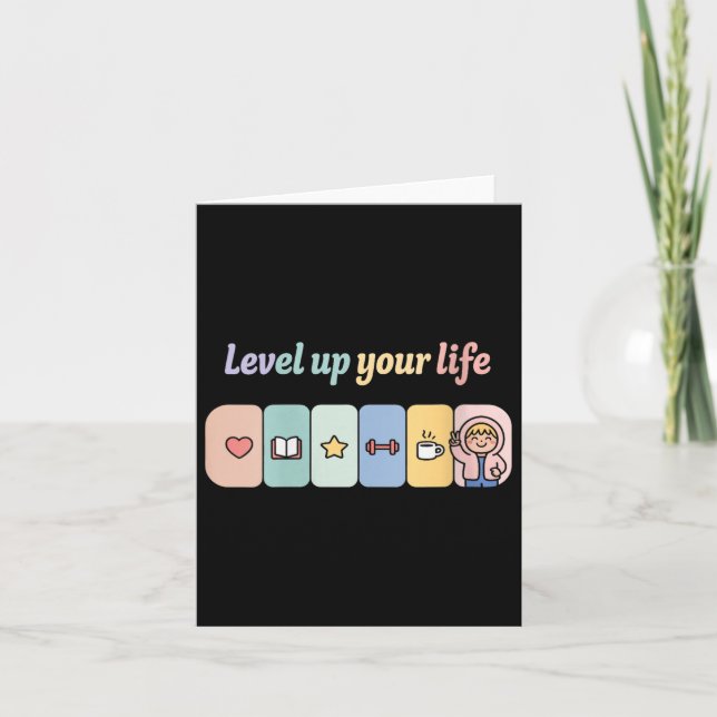 Womens Level Up Your Life Progress Bar Gamer Motiv Karte (Vorderseite)