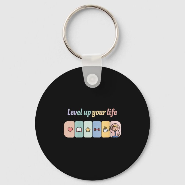 Womens Level Up Your Life Progress Bar Gamer Motiv Schlüsselanhänger (Vorderseite)