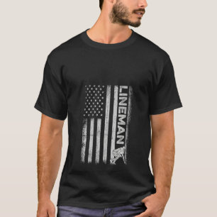 Womens Lineman US Flag American Football Player M T-Shirt
