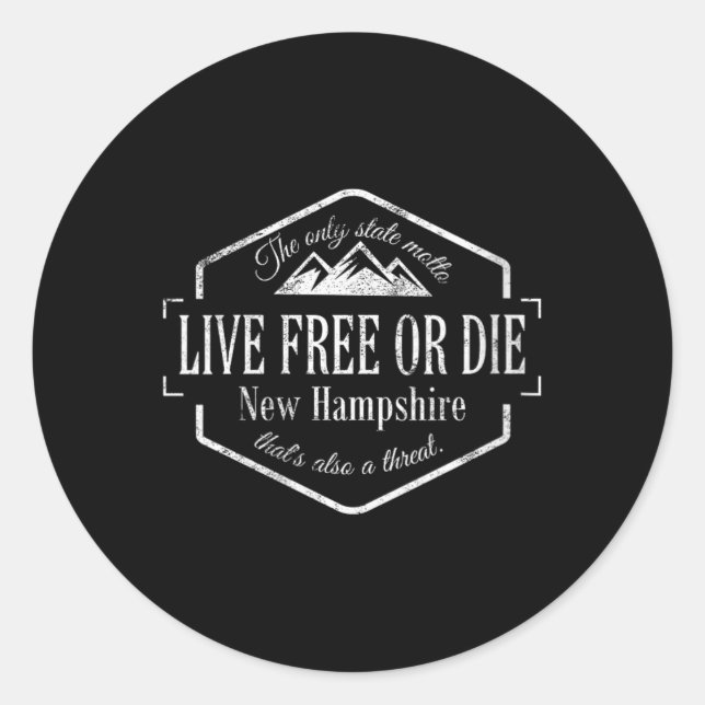 Womens Live Or Die New Hampshire Nh 603 State Mott Runder Aufkleber (Vorderseite)