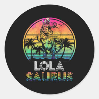 Womens Lolasaurus Dinosaur Lola Saurus Family Matc Runder Aufkleber