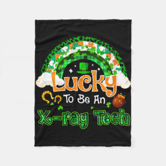 Women's lucky to be x-ray tech shamrock rainbow st fleecedecke