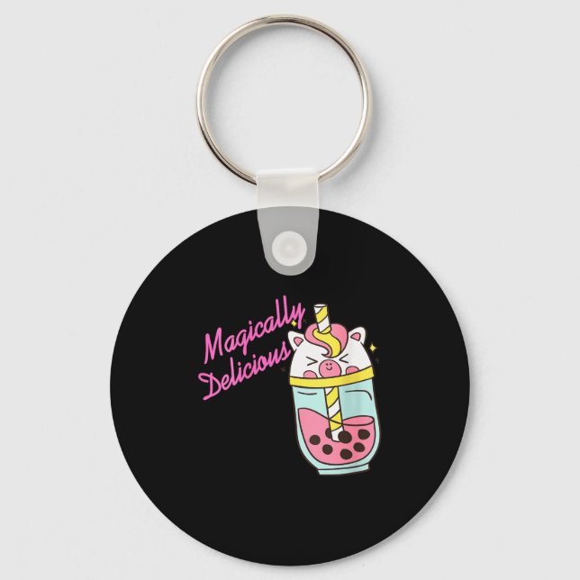 Womens Magically Delicious Unicorn Boba Kawaii Bub Schlüsselanhänger (Vorderseite)