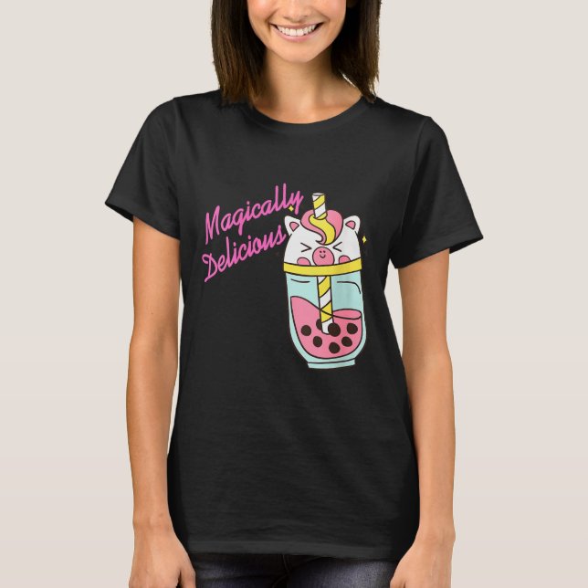 Womens Magically Delicious Unicorn Boba Kawaii Bub T-Shirt (Vorderseite)
