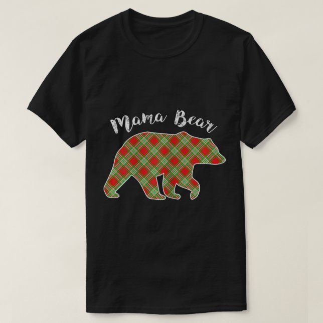Womens Mama Bear Christmas Pajama Kariert Buffalo  T-Shirt (Design vorne)