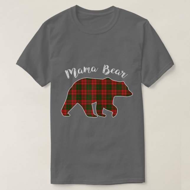 Womens Mama Bear Christmas Pajama Kariert Buffalo  T-Shirt (Design vorne)