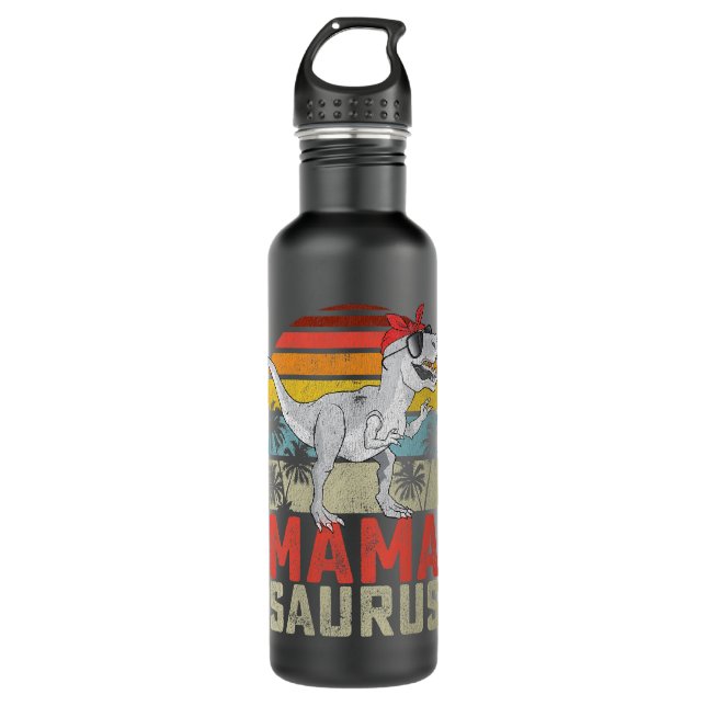 Womens Mamasaurus T Rex Dinosaur Mama Saurus Famil Edelstahlflasche (Vorderseite)