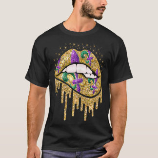 Womens Mardi Gras Lips Königliche Karneval Kostüme T-Shirt