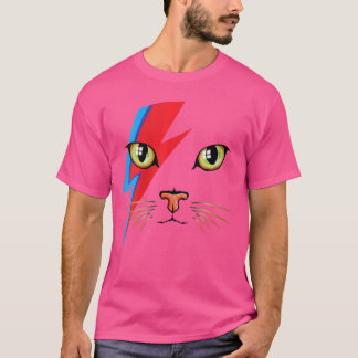 Womens Meowie Bowie Cat Retro Kitty Cat Funny Glam T-Shirt