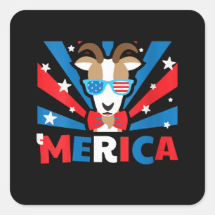 Womens Merica Goat Quadratischer Aufkleber