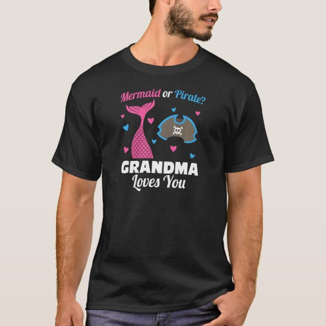 Womens mermaid or pirate grandma loves you Grandmo T-Shirt (Vorderseite)