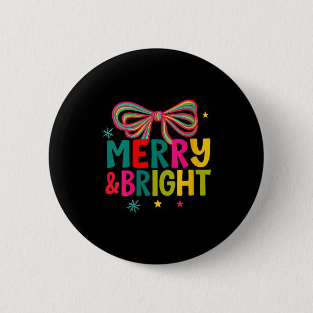 Womens Merry And Bright Christmas Crew 2025 Funny  Button (Vorderseite)