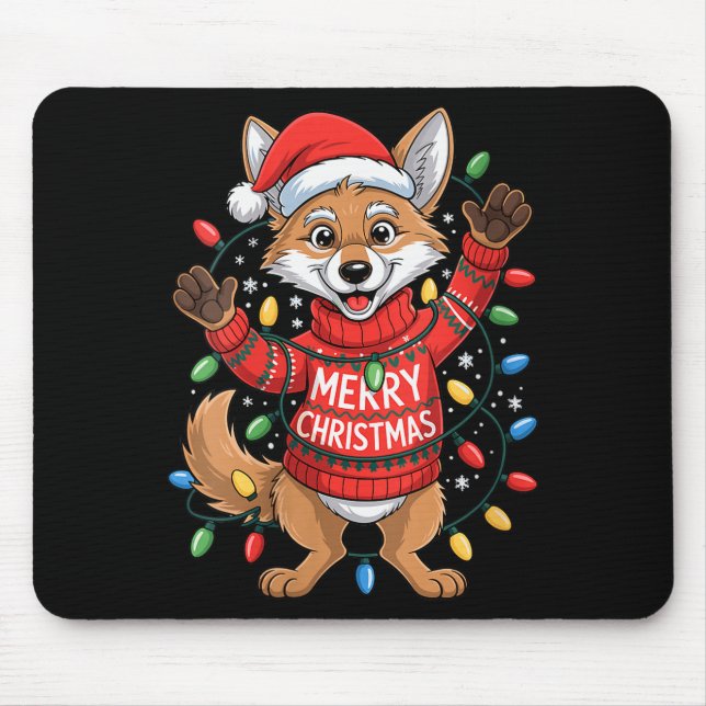 Womens Merry Christmas Fox Festive Woodland Winter Mousepad (Vorne)